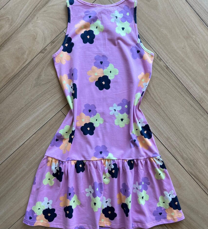 fernandaramoskids com br Vestido Infantil Feminino Rodado com Flores Lilás2