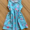Vestido Infantil Feminino Rodado Estampa Flor Fundo Azul Fernanda Ramos Kids