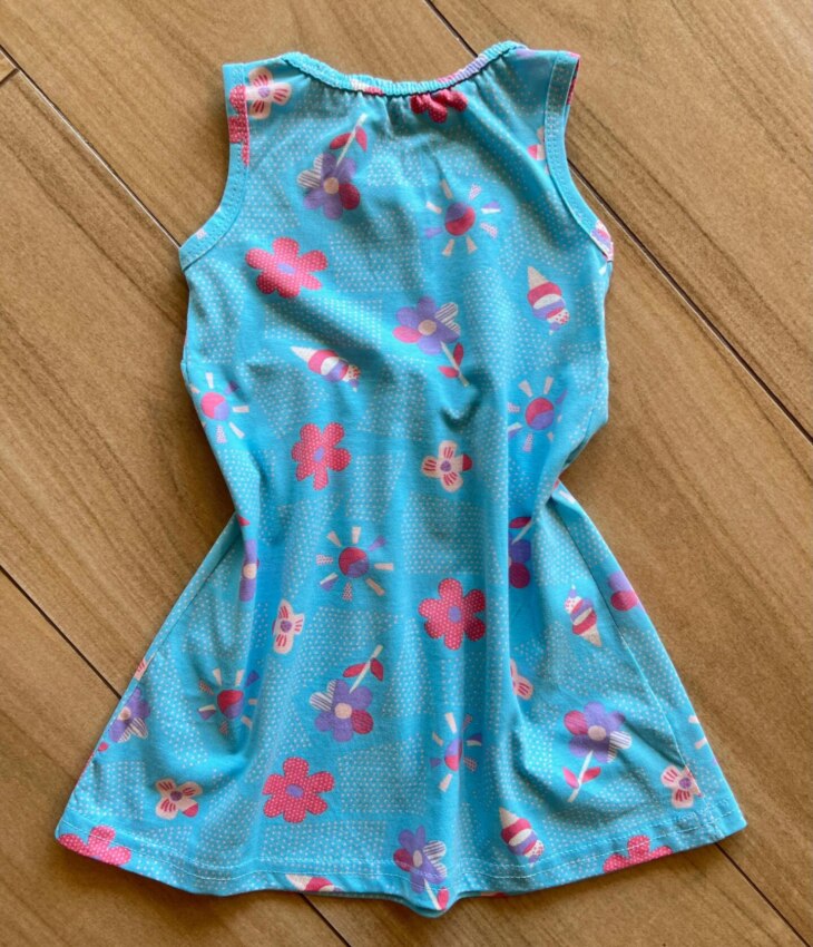 fernandaramoskids com br Vestido Infantil Feminino Rodado Estampa Flor Fundo Azul 1