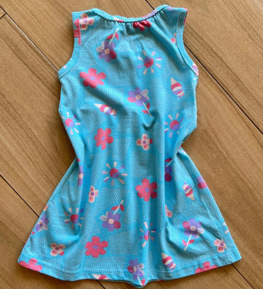 fernandaramoskids com br Vestido Infantil Feminino Rodado Estampa Flor Fundo Azul 1
