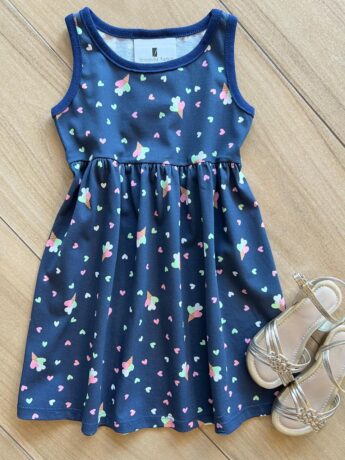 Vestido Infantil Feminino Rodado Estampa Sorvetes de Coração Fernanda Ramos Kids