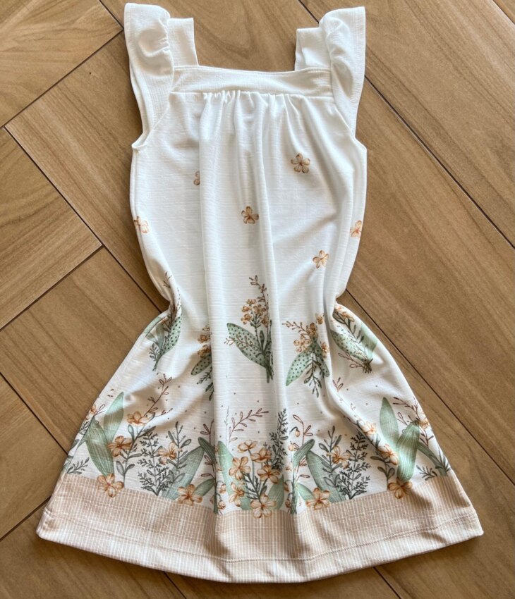 fernandaramoskids com br Vestido Infantil Feminino Rodado Flores Bege 2