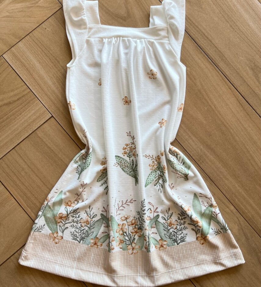 fernandaramoskids com br Vestido Infantil Feminino Rodado Flores Bege 2