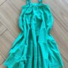 Vestido Infantil Feminino Rodado Verde de Alcinha Fina Fernanda Ramos Kids