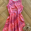 Vestido Infantil Feminino Todo Estampado em Corações Rosa Fernanda Ramos Kids