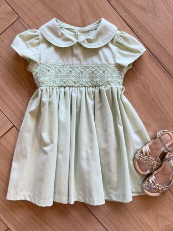 Vestido Infantil Feminino Verde com Pérola Fernanda Ramos Kids