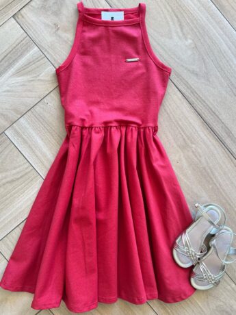 Vestido Infantil Feminino Vermelho Brilho Lurex Fernanda Ramos Kids