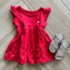Vestido Infantil Feminino Vermelho com Flores Fernanda Ramos Kids