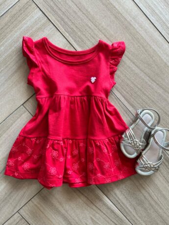 Vestido Infantil Feminino Vermelho com Flores Fernanda Ramos Kids