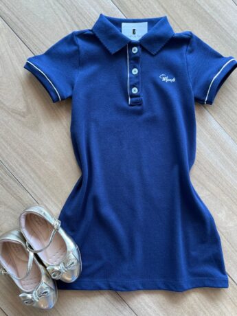 Vestido Polo Infantil Feminino Curto Azul Fernanda ramos kids