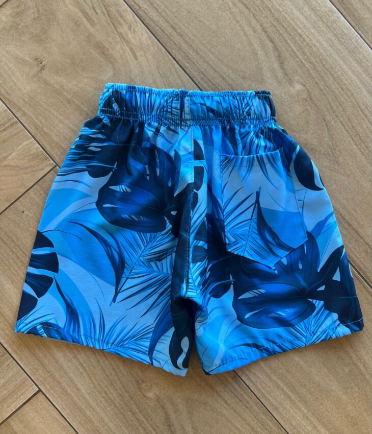 fernandaramoskids com br Bermuda Infantil Masculina Tactel Estampa Floral Tons Azuis2