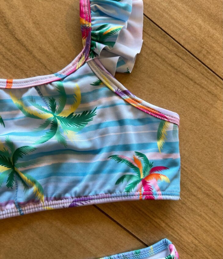 fernandaramoskids com br Biquíni Infantil Top e Calcinha Estampa Tropical Palmeiras 1