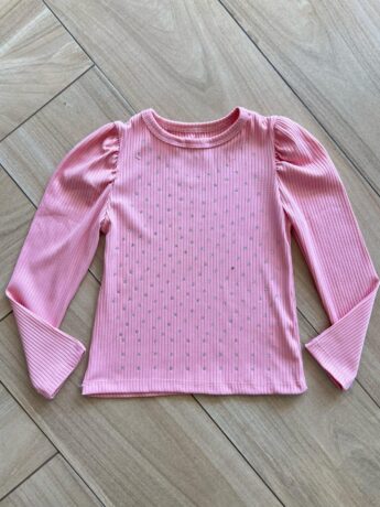 Blusa Infantil Feminina Manga Longa Bufante Rose com Strass Fernanda Ramos Kids