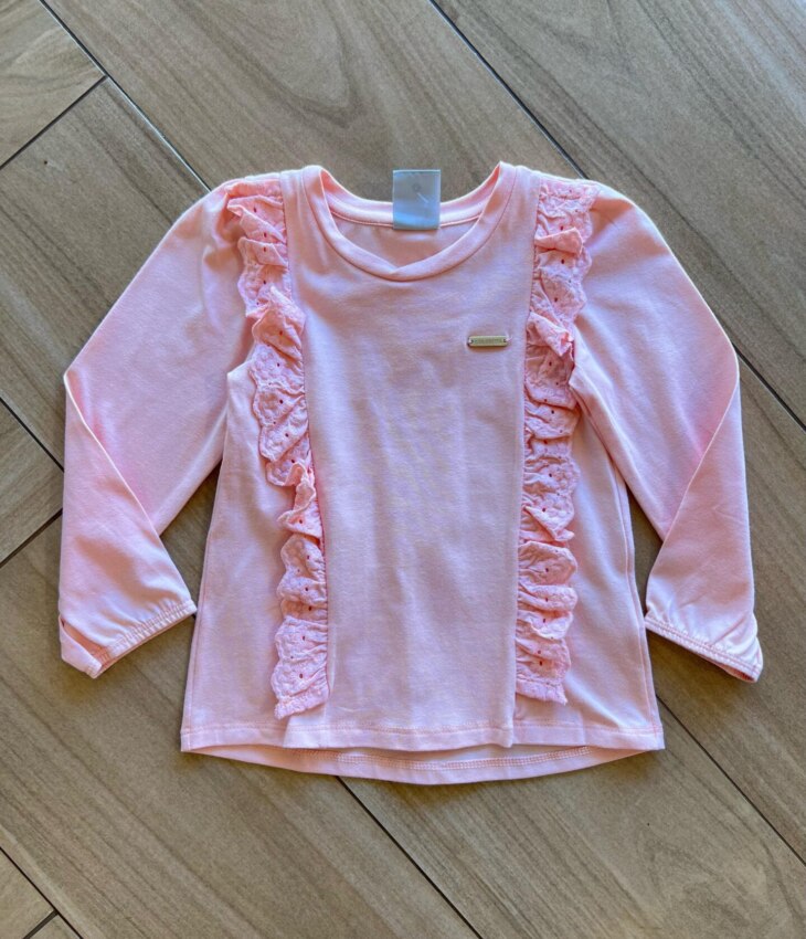 Blusa Infantil Feminina Manga Longa Rosa 73108 Fernanda Ramos Kids