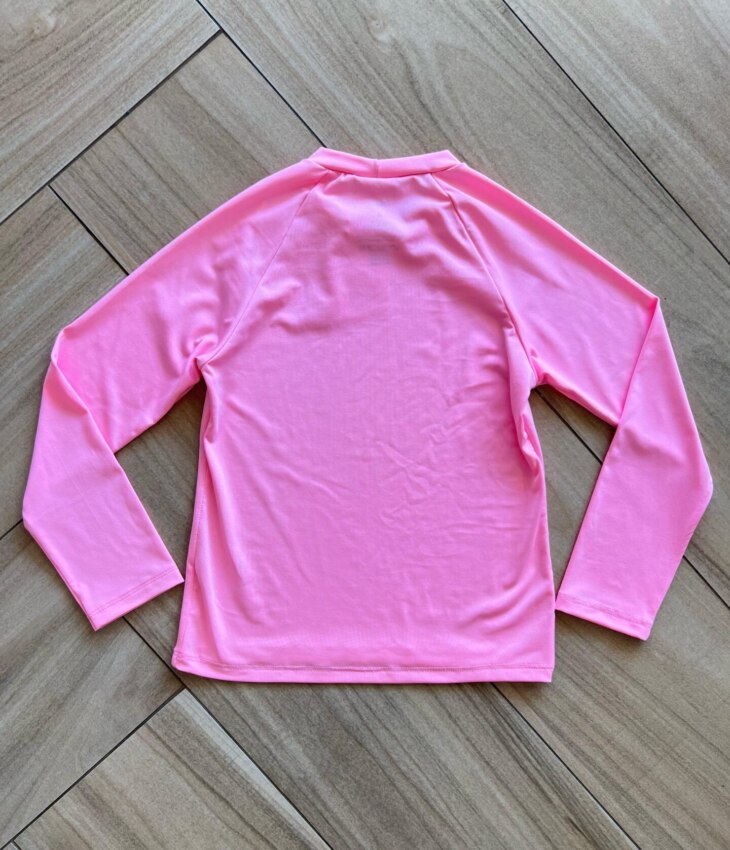 Blusa Infantil Unissex Manga Longa com Proteção UV 50+ Rosa Neon Fernanda Ramos Kids