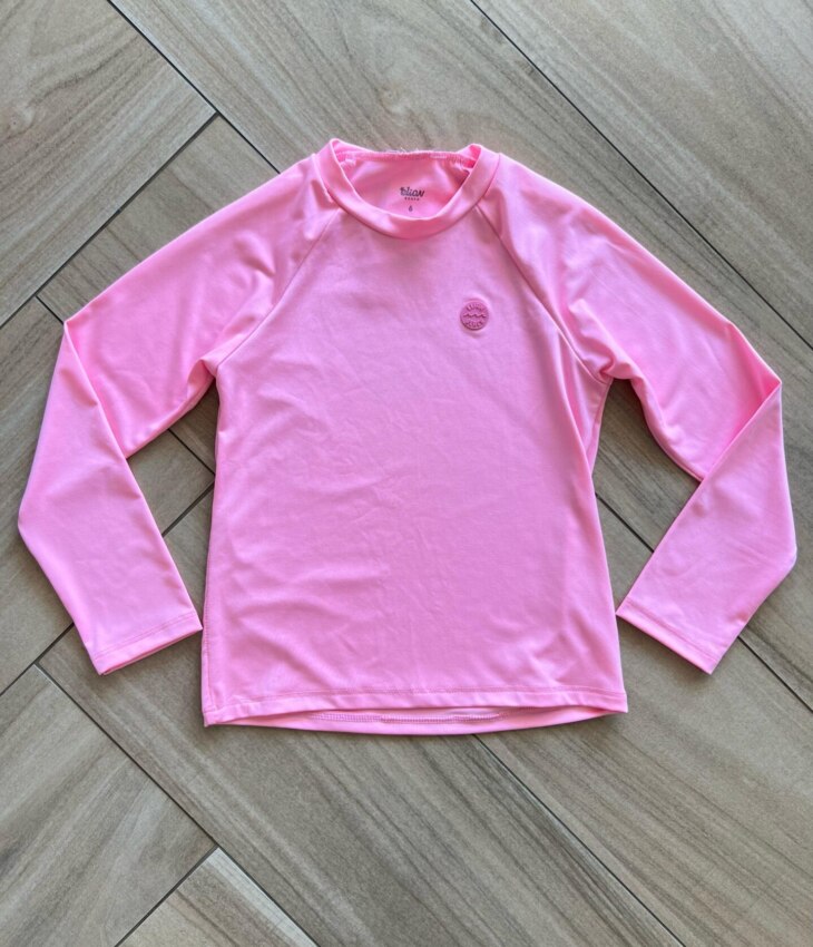 Blusa Infantil Unissex Manga Longa com Proteção UV 50+ Rosa Neon Fernanda Ramos Kids