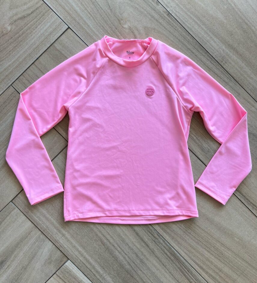 Blusa Infantil Unissex Manga Longa com Proteção UV 50+ Rosa Neon Fernanda Ramos Kids