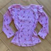 Blusa Manga Longa Infantil Feminina Lilás com Babado Tucanos Fernanda Ramos Kids