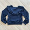 Blusa Manga Longa Infantil Feminina Preta com Babado Canelada Fernanda Ramos Kids