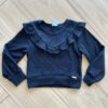 Blusa Manga Longa Infantil Feminina Preta com Babado Canelada Fernanda Ramos Kids
