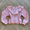 Blusa Manga Longa Infantil Feminina Rosa com Babado Canelada Fernanda Ramos Kids