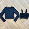 Blusa Manga Longa Infantil Feminina Tule e Top Preto Fernanda Ramos Kids