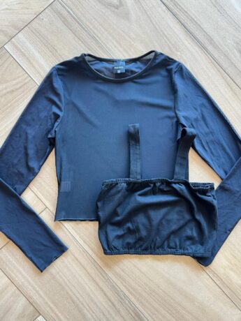 Blusa Manga Longa Infantil Feminina Tule e Top Preto Fernanda Ramos Kids