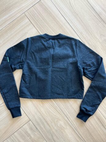 Blusão Cropped Infantil Feminino Manga longa Preto Brilhante Fernanda Ramos Kids