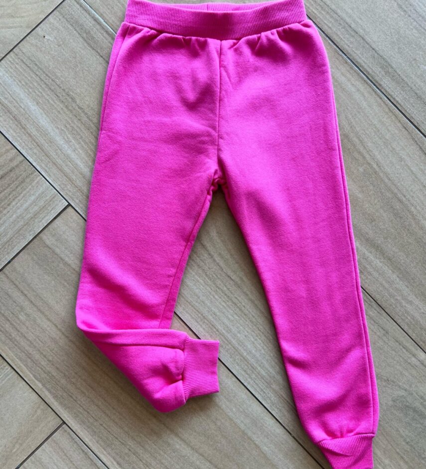 Calça Jogger Infantil Feminina Elástico na Cintura Rosa Fernanda Ramos Kids