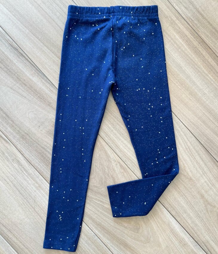 Calça Legging Infantil Feminina Flanelada Azul com Estrelinhas Fernanda Ramos Kids