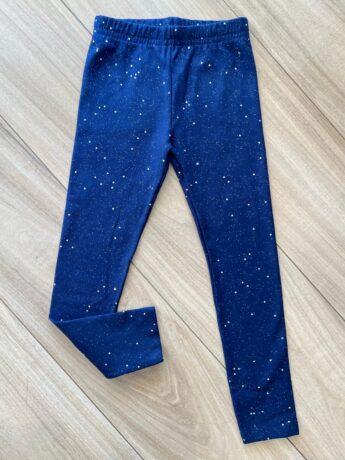 Calça Legging Infantil Feminina Flanelada Azul com Estrelinhas Fernanda Ramos Kids