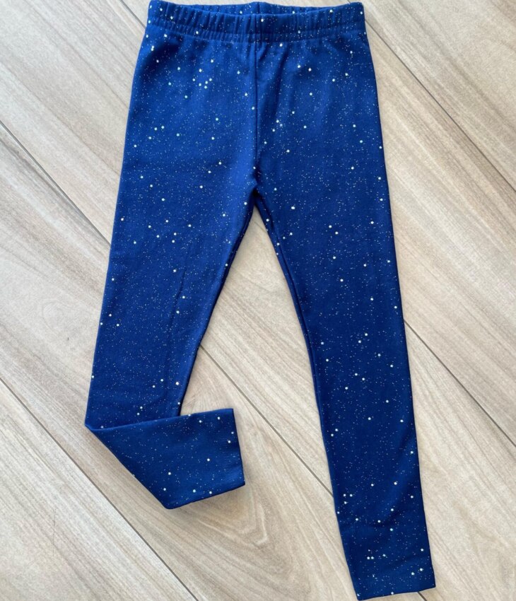 Calça Legging Infantil Feminina Flanelada Azul com Estrelinhas Fernanda Ramos Kids