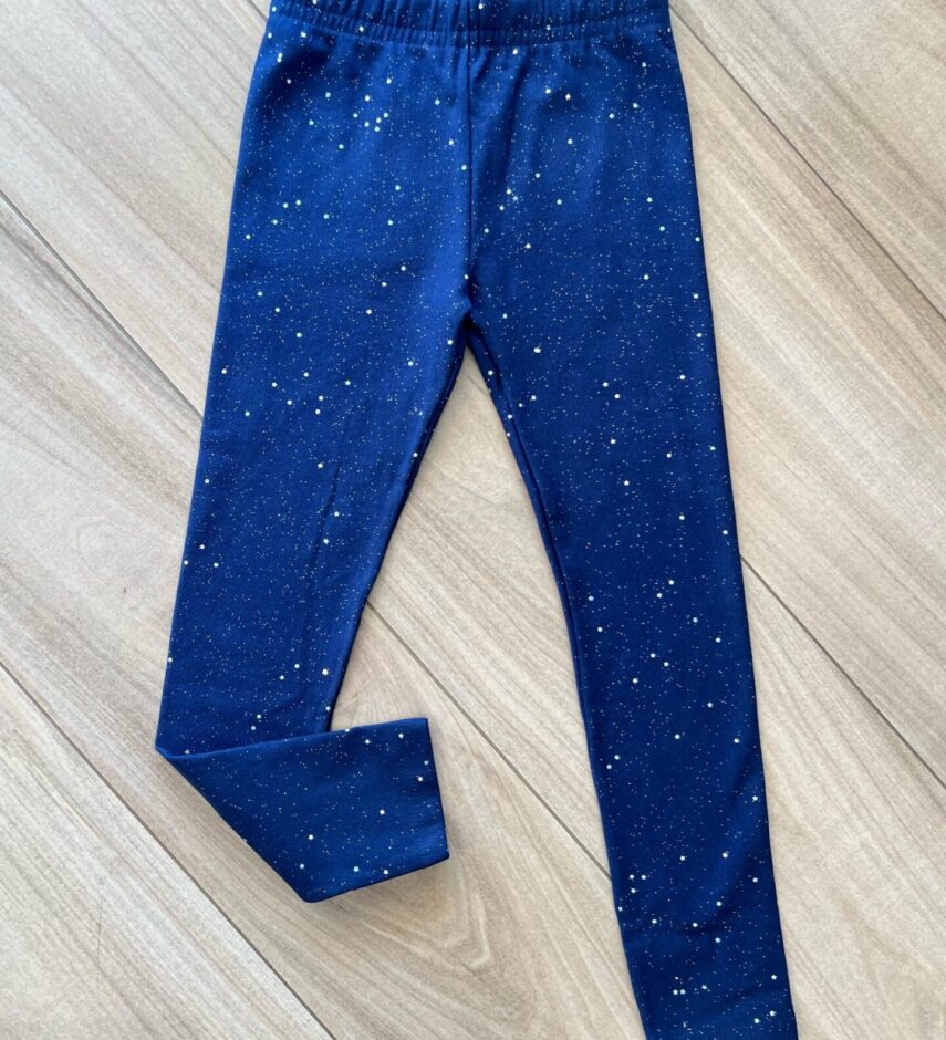 Calça Legging Infantil Feminina Flanelada Azul com Estrelinhas Fernanda Ramos Kids