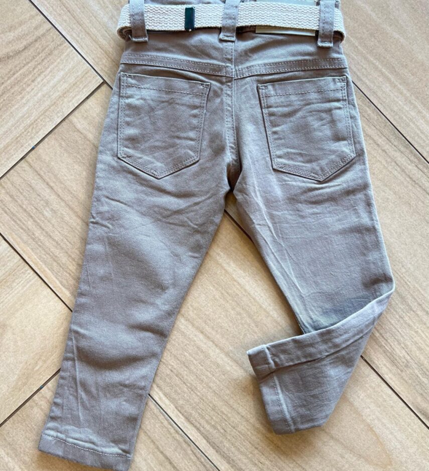 Calça Masculina Infantil Jeans Caqui Color com Cinto Fernanda Ramos Kids