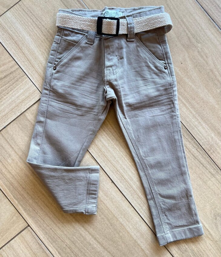Calça Masculina Infantil Jeans Caqui Color com Cinto Fernanda Ramos Kids