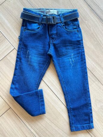 Calça Masculina Infantil Jeans com Cinto Azul Fernanda Ramos Kids