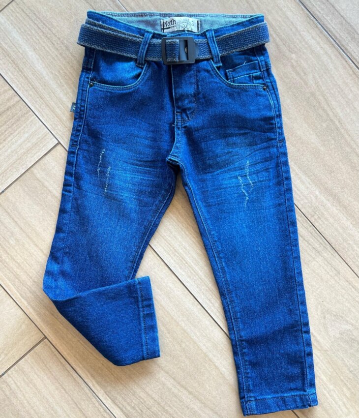Calça Masculina Infantil Jeans com Cinto Azul Fernanda Ramos Kids