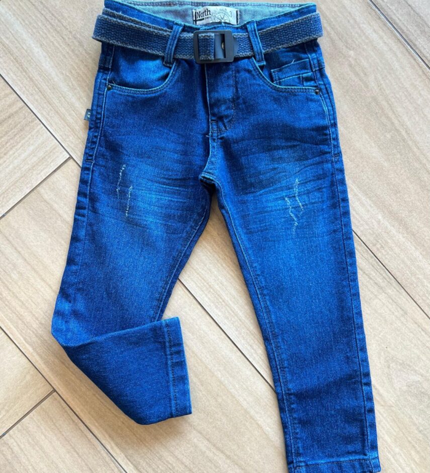 Calça Masculina Infantil Jeans com Cinto Azul Fernanda Ramos Kids