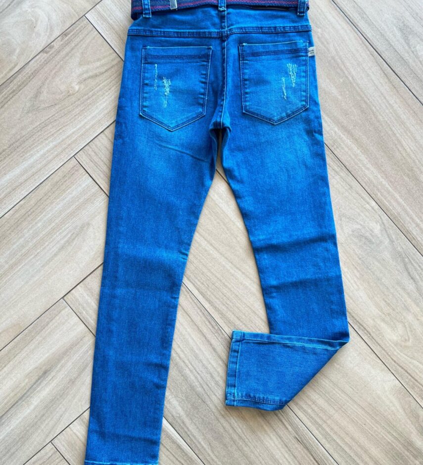 Calça Masculina Infantil Jeans com Detalhe e Cinto Fernanda Ramos Kids