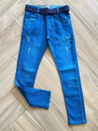Calça Masculina Infantil Jeans com Detalhe e Cinto Fernanda Ramos Kids