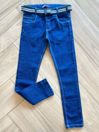 Calça Masculina Infantil Jeans Escuro com Bolso e Cinto Fernanda Ramos Kids