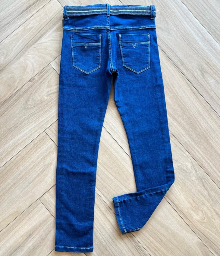 Calça Masculina Infantil Jeans Escuro com Detalhe e Cinto Fernanda Ramos Kids