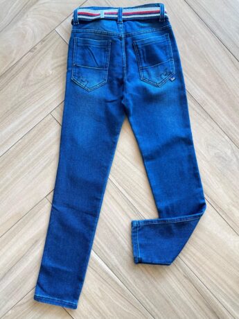 Calça Masculina Infantil Jeans Escuro com Detalhe e Cinto Colorido Fernanda Ramos Kids