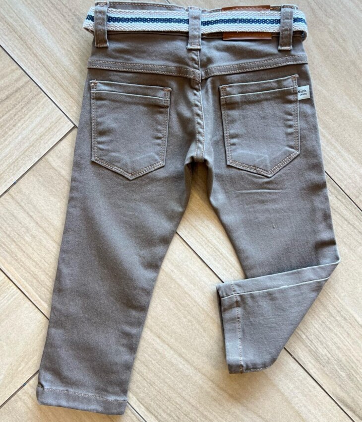Calça Masculina Infantil Jeans Marrom Color com Cinto Fernanda Ramos Kids