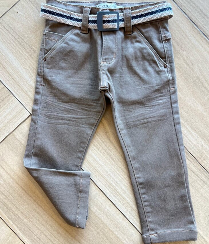 Calça Masculina Infantil Jeans Marrom Color com Cinto Fernanda Ramos Kids
