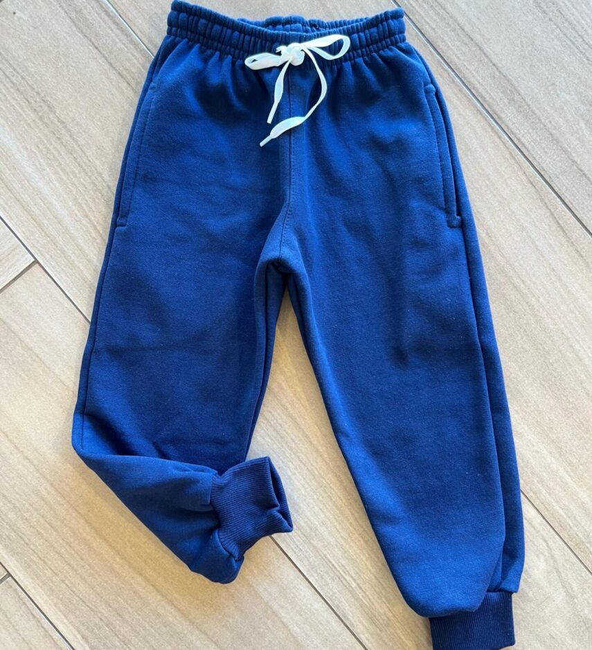 Calça Masculina Infantil Jogger Azul Marinho com Cordão Fernanda Ramos Kids