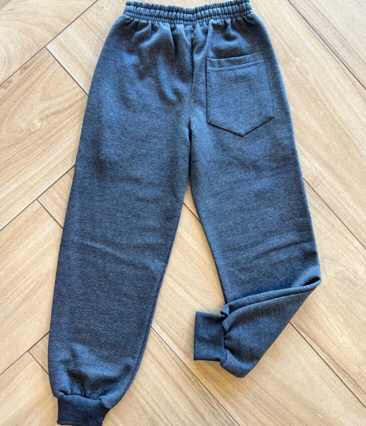 Calça Masculina Infantil Jogger Moletom com Bolsos e Cordão Cinza Fernanda Ramos Kids