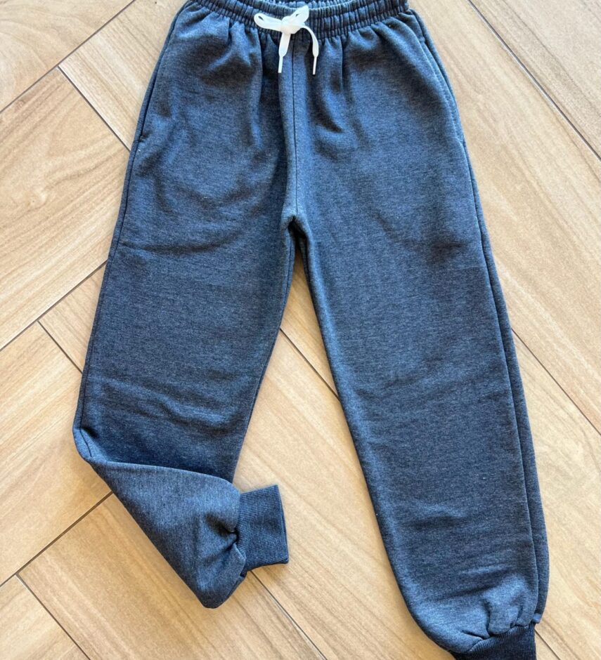 Calça Masculina Infantil Jogger Moletom com Bolsos e Cordão Cinza Fernanda Ramos Kids