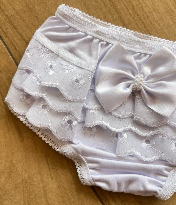 fernandaramosstore com br Calcinha Infantil Feminina Detalhe em Laise e Laço Branca1