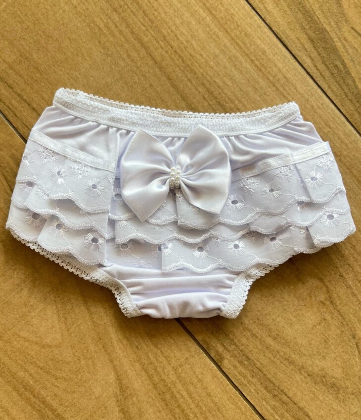 fernandaramosstore com br Calcinha Infantil Feminina Detalhe em Laise e Laço Branca2
